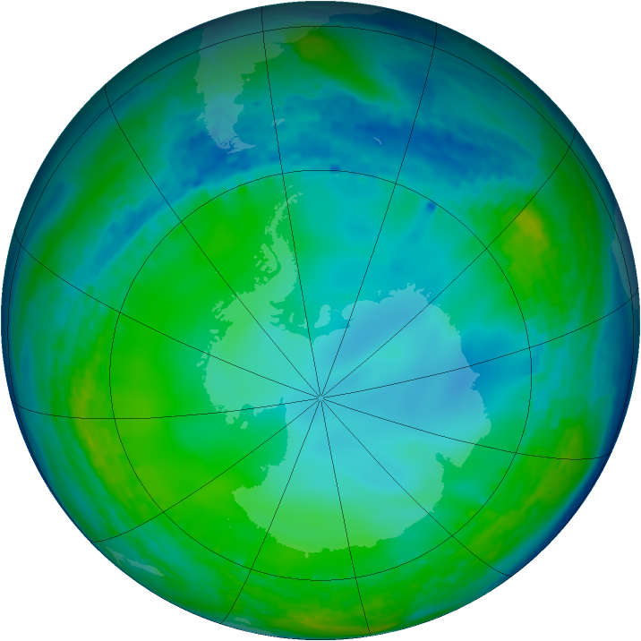 Antarctic ozone map for 12 June 2004